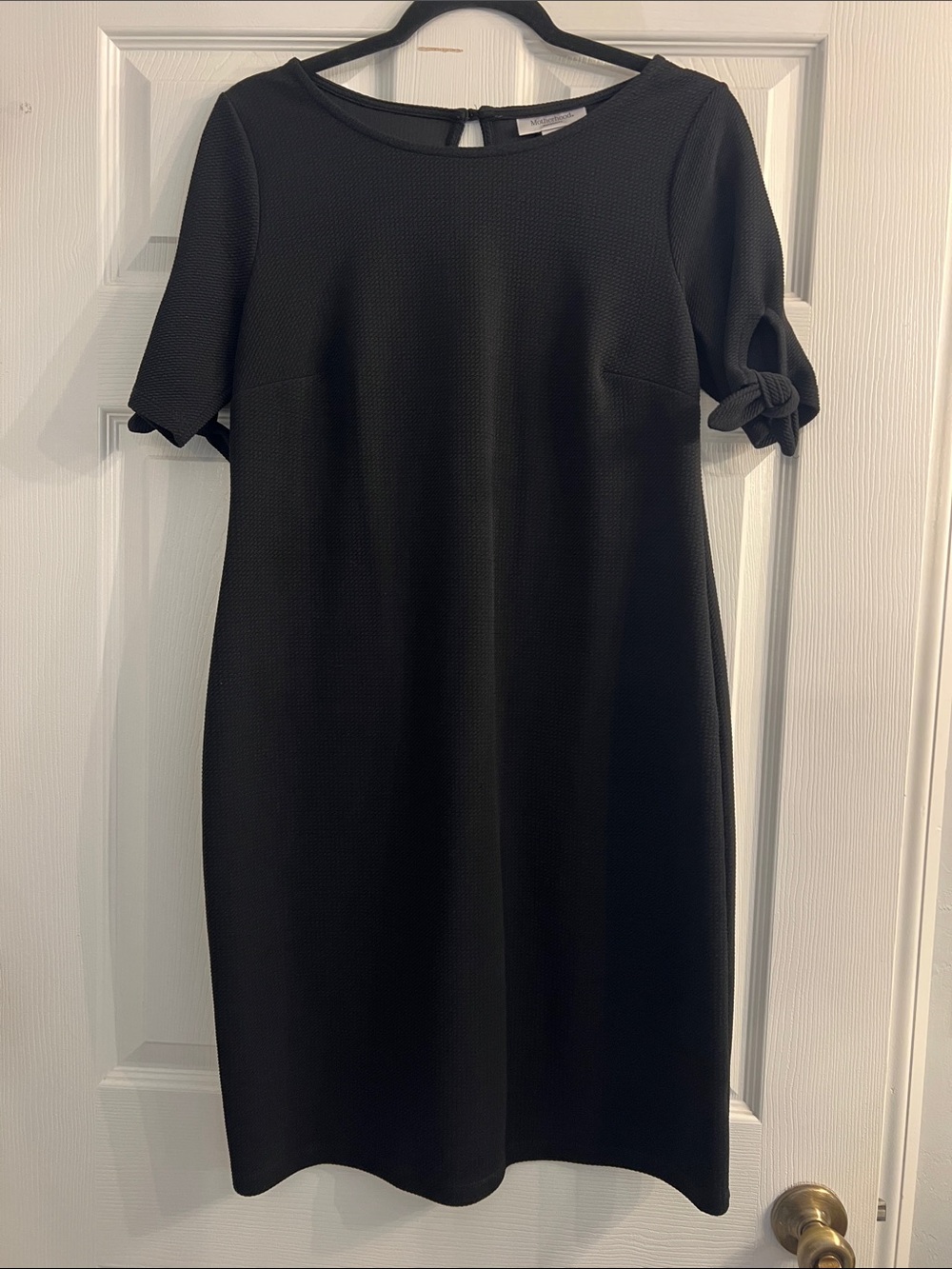 Motherhood Maternity Black Midi Shift Dress with Tie Sleeve Detail